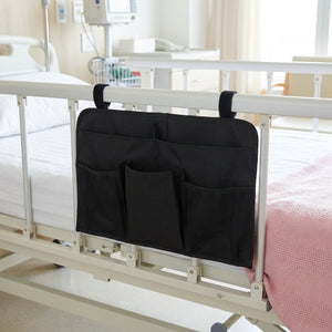 Bedrail pockets attached to a hospital bedrail