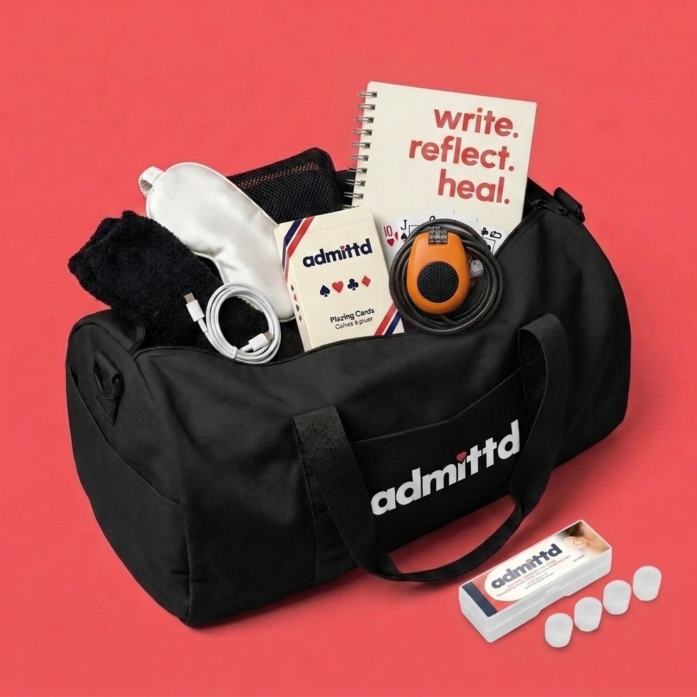 admittd curated duffle bag & wearable blanket